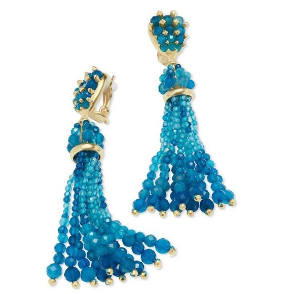 KENDRA SCOTT • Elegant Blue Beaded Tassel Earrings